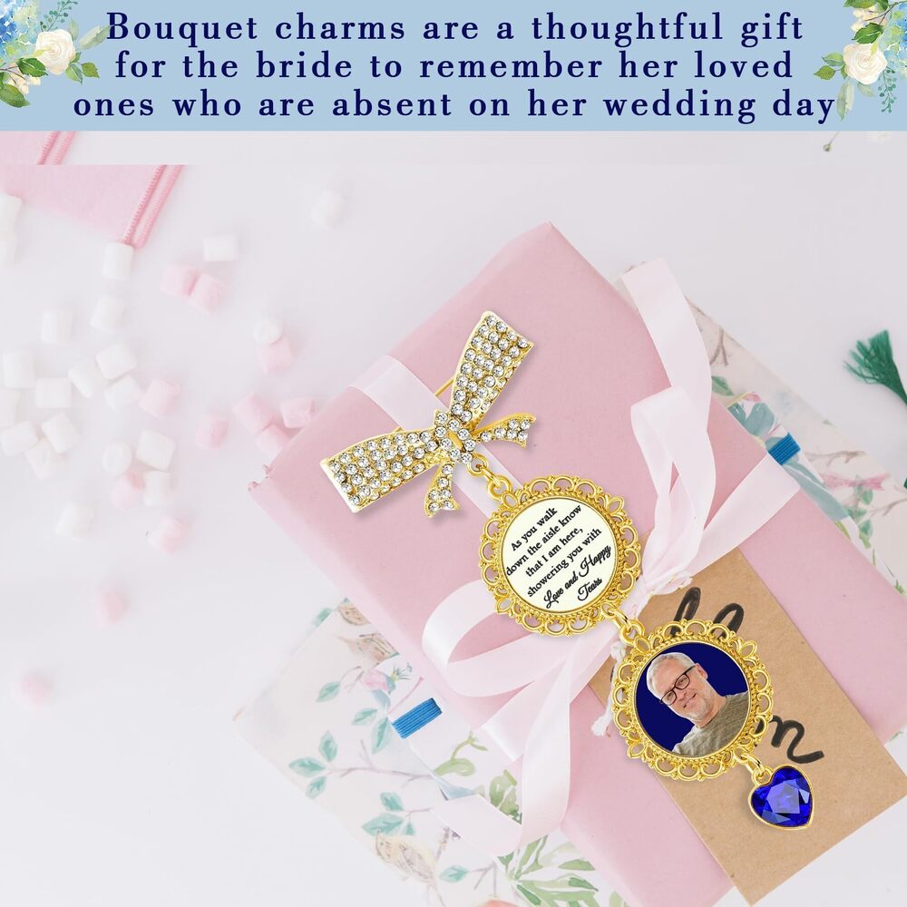 2933 Something Blue Gift for Bride - Gold Bouquet Charms for Wedding - Picture 6 of 8